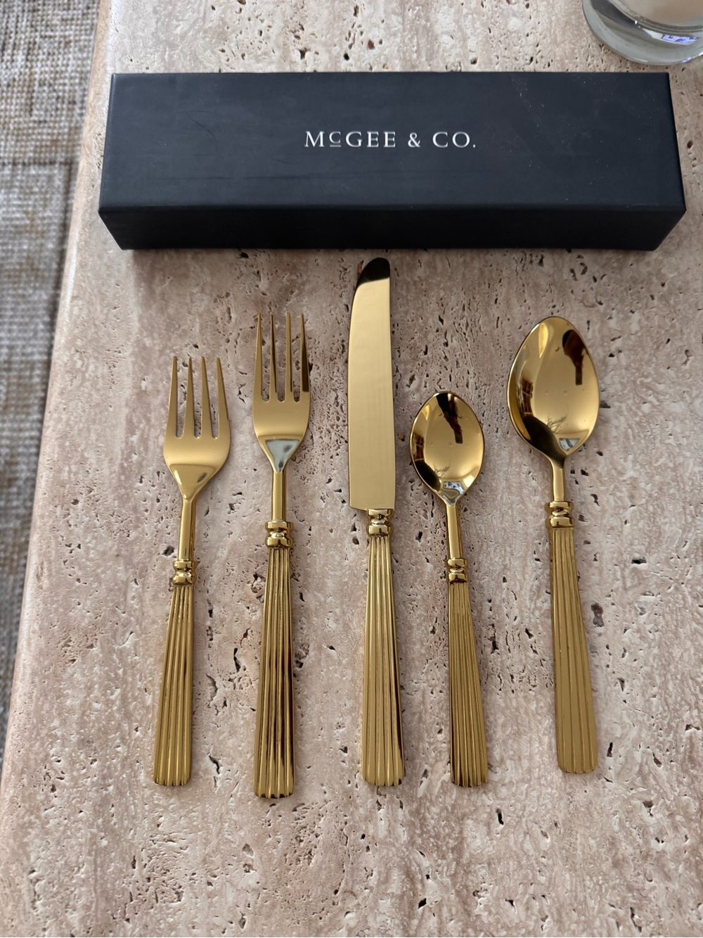 McGee and Co Mcnully -Gold Flatware Set - 5-Piece Place Setting